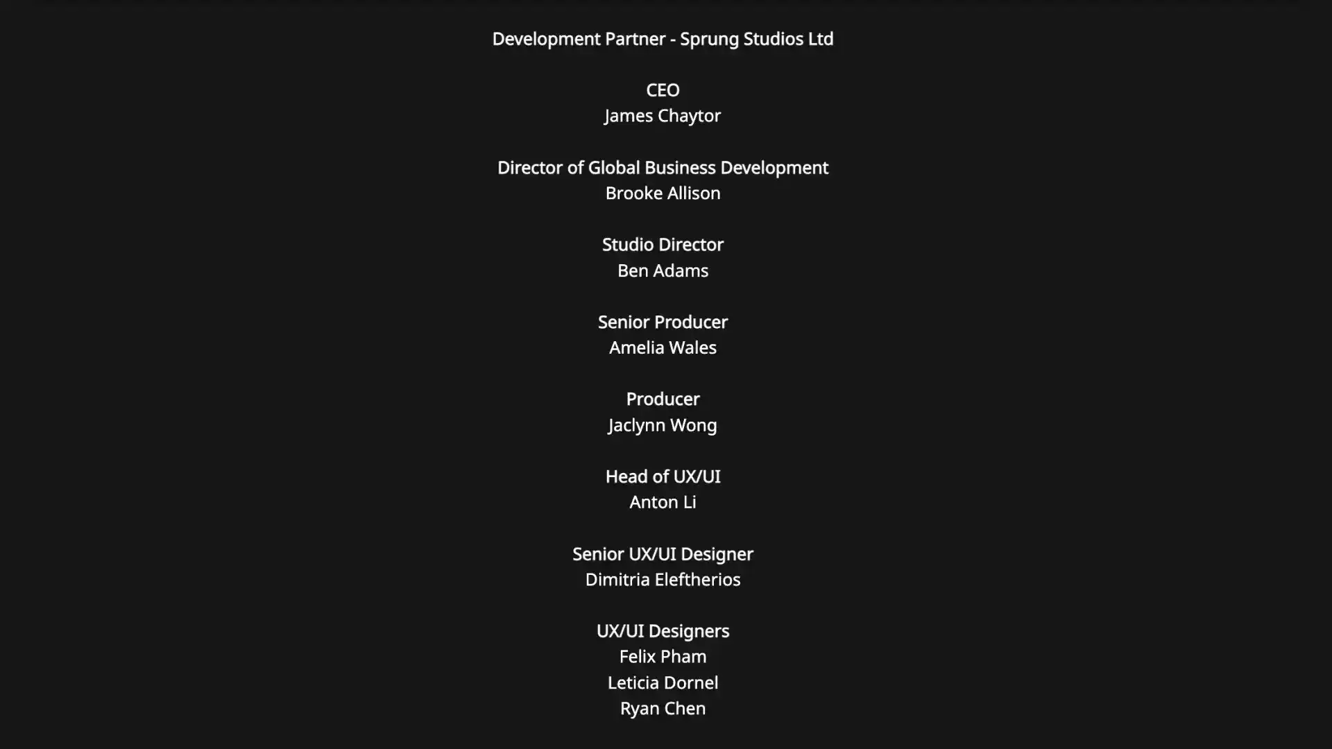 Minecraft Credits Sprung Studios